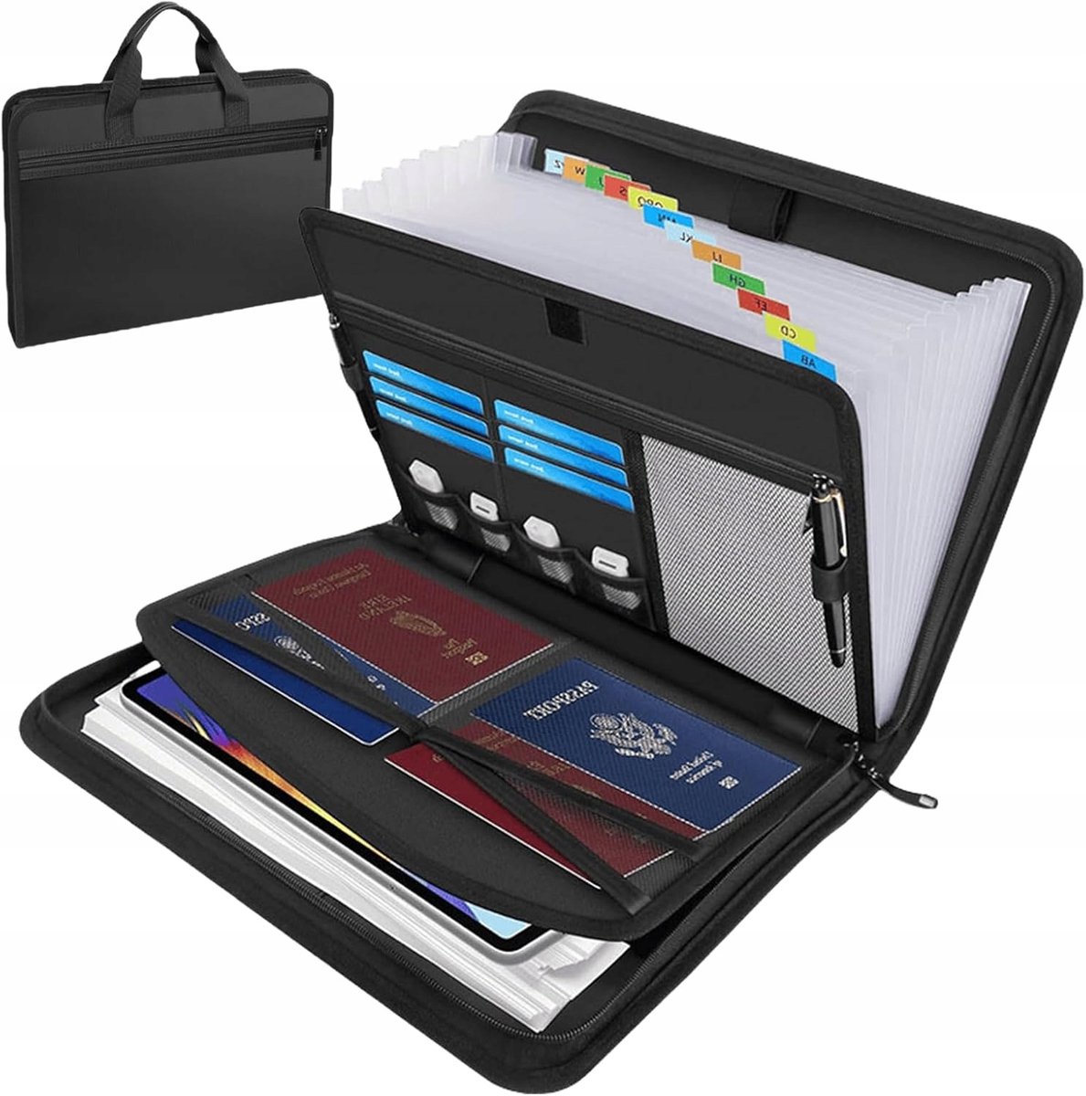 Multi Organizer Documentenkaart A4 Leer Zwart