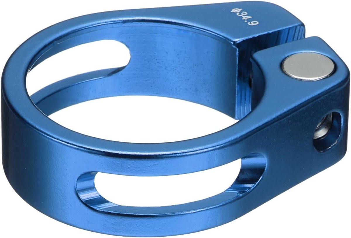 Fietszadelsteunklem, 34,9 mm, fietsclip van aluminiumlegering, fietszadelsteunring met M4-binnenzeskantschroef voor 30,4 tot 31,6 mm fiets, racefiets, steunbuis, blauw