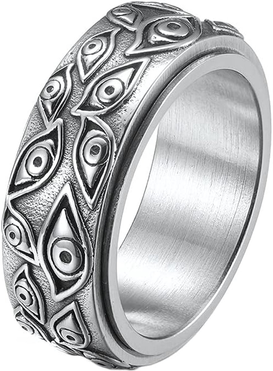 Mannen Womens roestvrij staal boze ogen Ring Vintage Cool Multi Ogen Band Angst Ringen