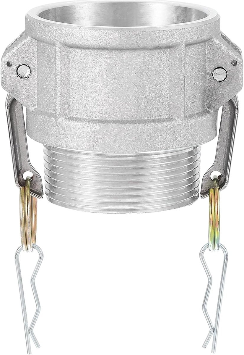 1 pak 2,5 inch aluminium nokvergrendelingsfittingen - mannelijke adapter x vrouwelijke NPT-draad, snelkoppeling nokvergrendeling slangmontage, corrosiebestendig (deel B Cam groeftype)