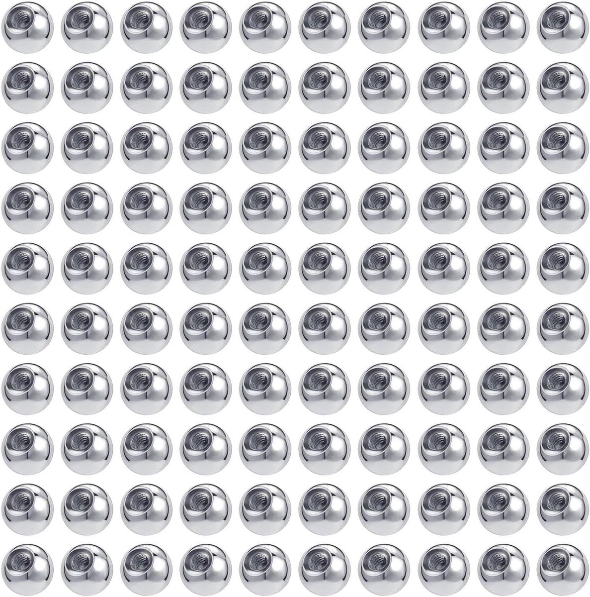 100 stuks roestvrijstalen schroefdraadballen, membraanballen, tongbrugballen, piercingballen, buikballen, piercingballen, wenkbrauwpiercing
