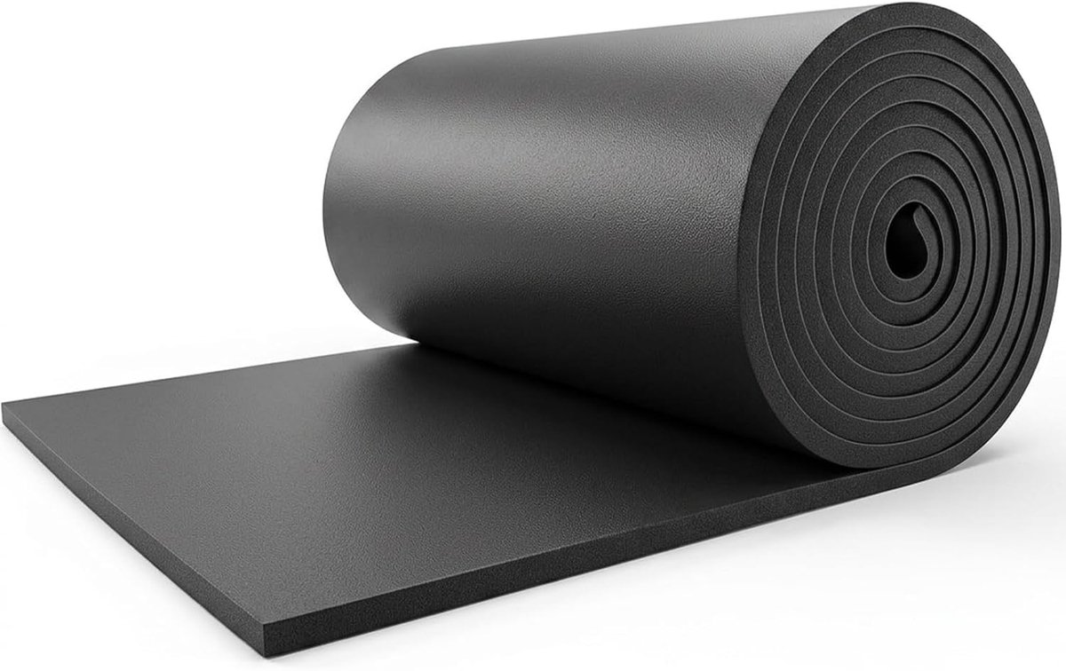 Isolatiemat zelfklevend, isolatiemat auto, 20 mm, 250 x 30 cm, isolatiemat, zelfklevend, geluidsisolatie, antislip, isolatie, schokdemping, rubber, vlambescherming, zwart