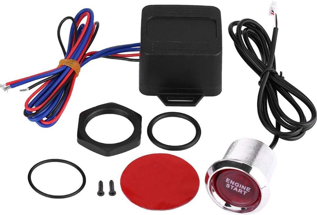 Auto startschakelaarset, universele auto 12 V motor startknop + relaisbox LED startschakelaar drukknop schakelaar (rood) Ontstekingsschakelaars