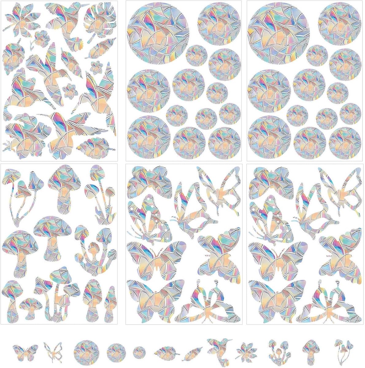 6 stuks raamfoto's, regenboogfolie voor ramen ter bescherming tegen vogelslag, Suncatcher stickers met prismatische reflectie, voor glas van deuren, ramen, eetkamers en slaapkamers