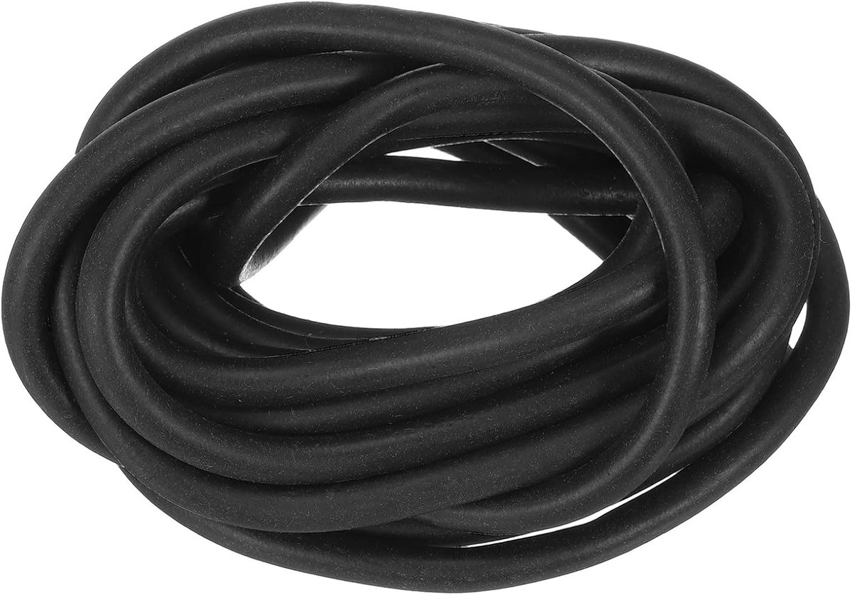 Afdichtingstrip van siliconenschuim, 6 mm diameter en 3,5 m lengte, ronde schuimrubberen afdichtstrip van massief rubber, schuimbuizen voor doe-het-zelvers, zwart