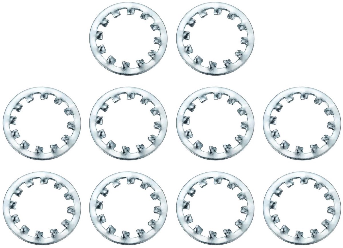 10 stuks binnengetande tandschijven, 23 mm ID x 35,5 mm OD vertandde sluitringen, veerstaal, klemringen, veerringen voor schroefbevestiging