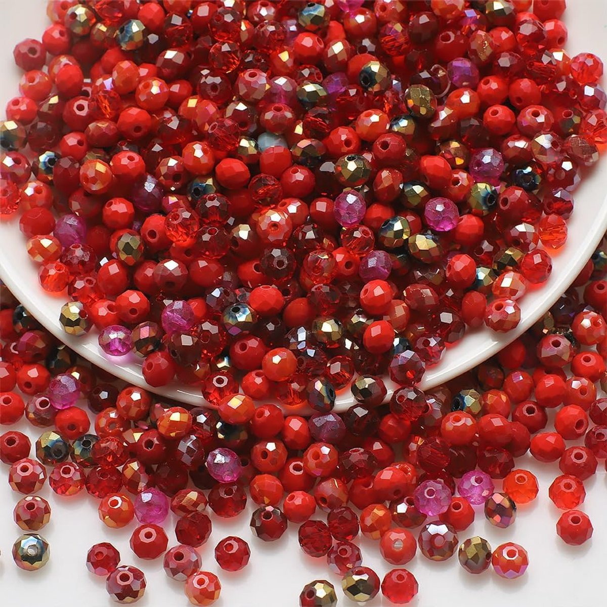 500 stuks 3 mm gefacetteerde platte glazen kralen, kleine kralen, verspreide kralen, kralenkristallkralen, glazen kralenkralen, glasparelsieraden, voor doe-het-zelf armbanden, collier,