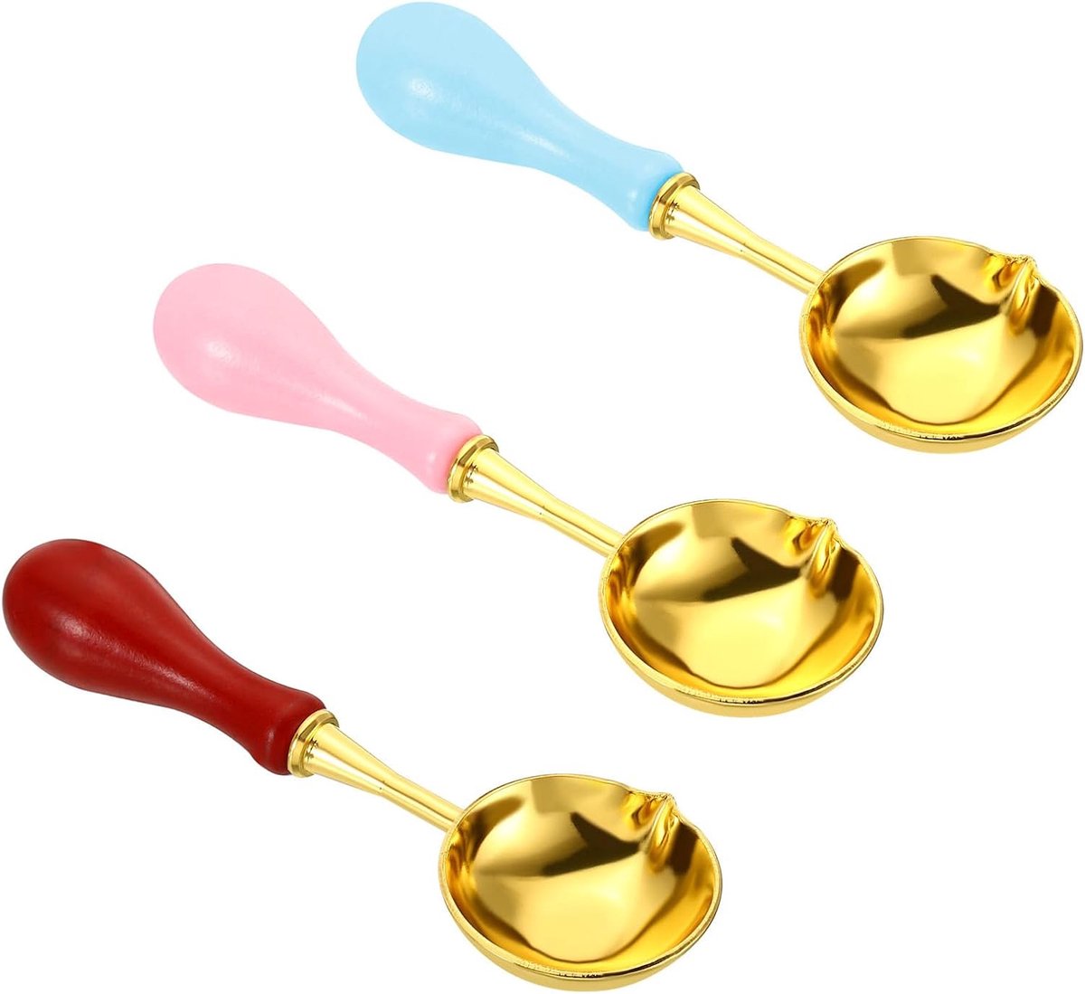 3 stuks 10 cm waxzegel lepels wax afdichting smeltlepel messing vintage houten handgreep voor wax zegel stempel envelop kunst handwerk roze rood hemel blauw