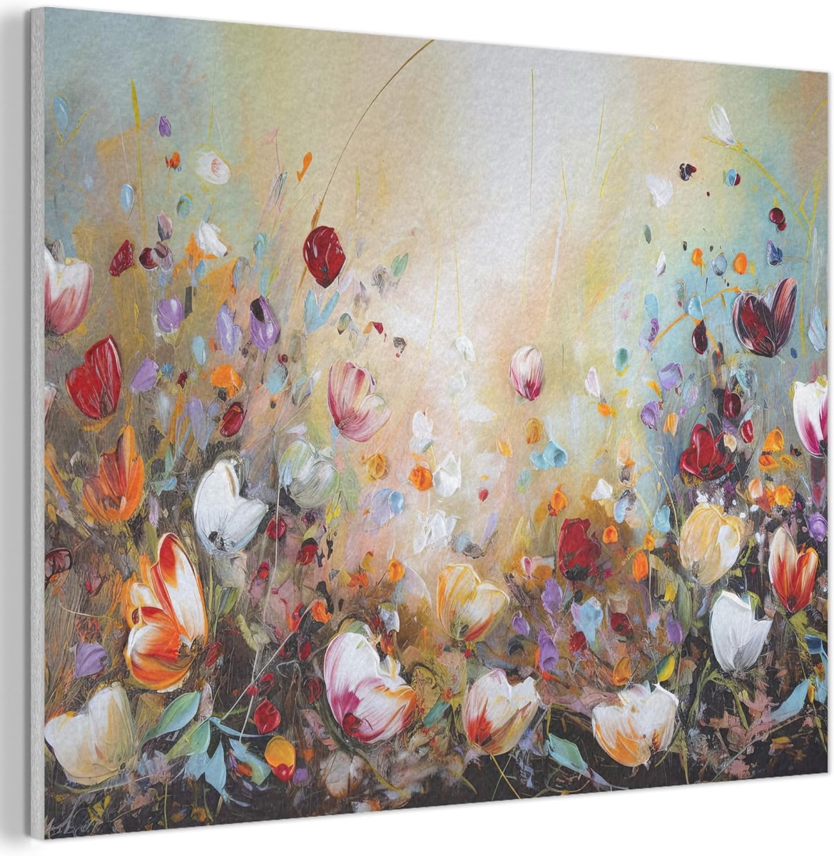 Vilten Wanddecoratie 100x70 cm Kamer Decoratie Woonkamer Slaapkamer Room Decor Wanddeco Felt Wall Art Olieverf - Bloemen - Kleurrijk - Natuur