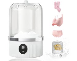 Draagbare mini-wasmachine voor ondergoed, sokken en bh's – 2 standen (5 min normaal / 10 min krachtig), 3000 mAh accu, lekdicht, compact voor thuis en op reis