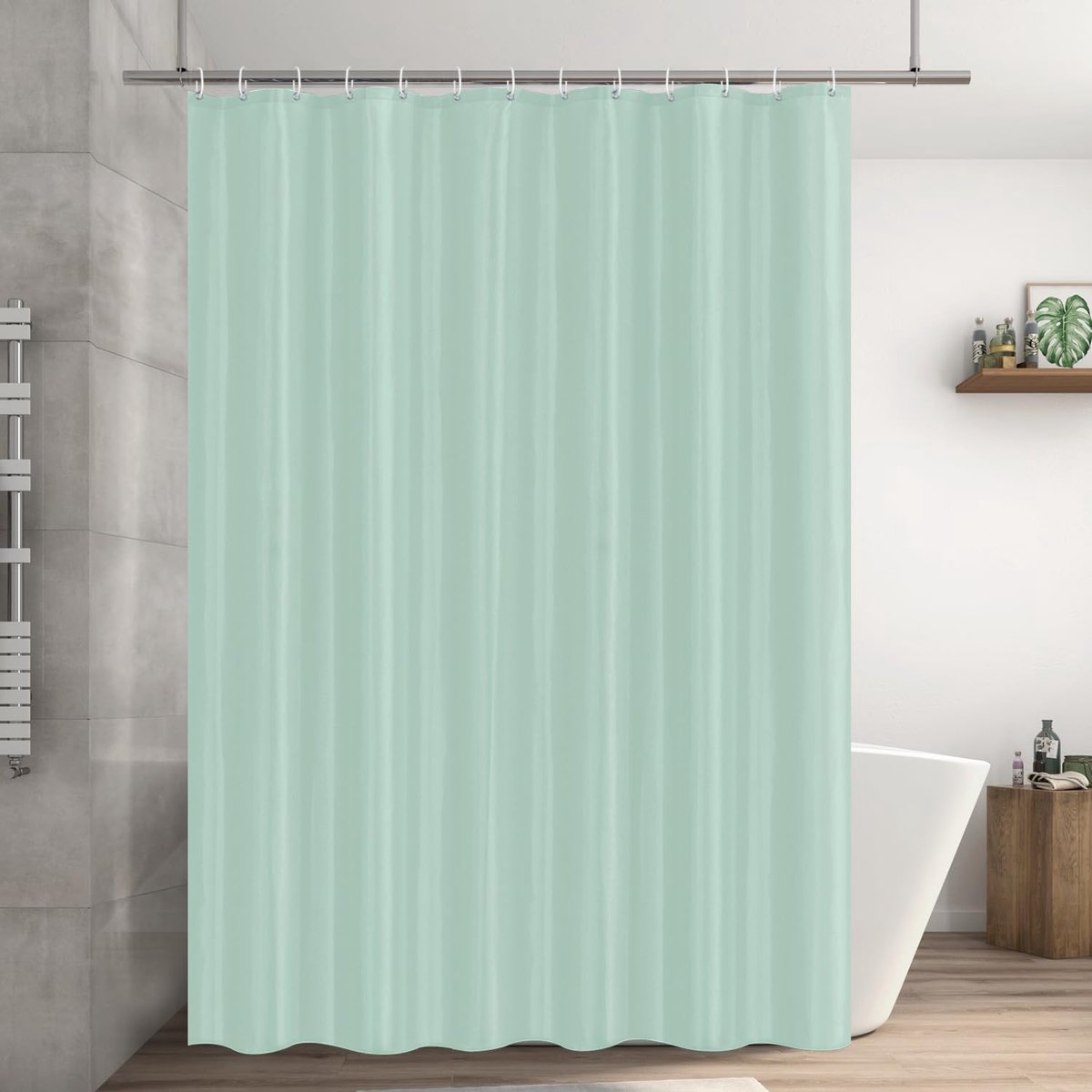 200x200 Polyester Badgordijn, douchegordijn anti-schimmel voor badkamer, gordijn voor badkuip en douche van stof waterdicht wasbaar, douchegordijn met 13 haken groen