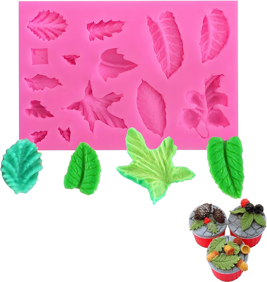 Siliconen vorm, 3D siliconen bakvorm, doe-het-zelf, bladvorm, siliconen vormen, esdoornbladeren, fondant, vorm voor het maken van snoep, chocolade, taartdecoratie