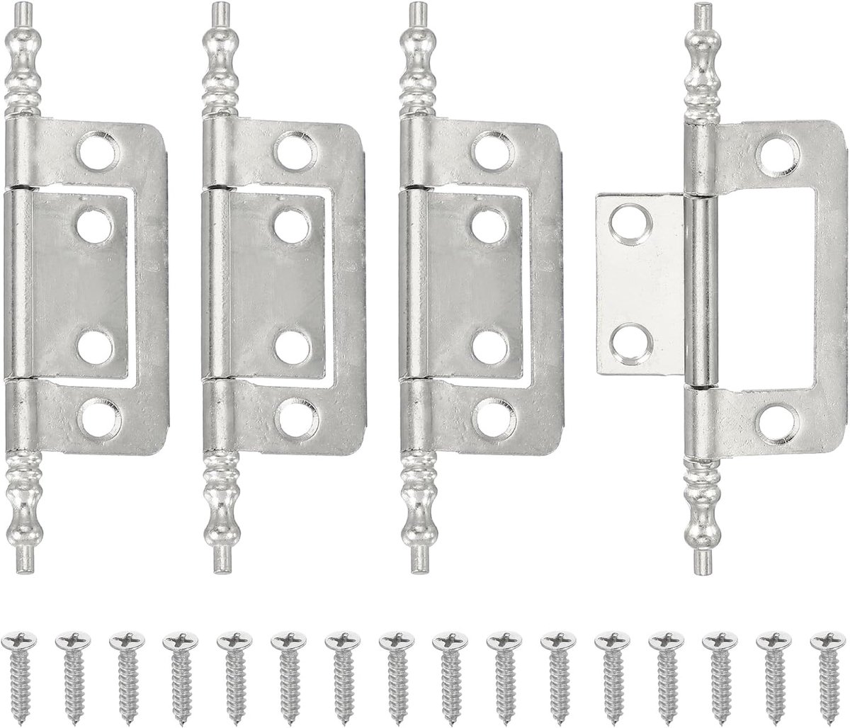 Scharnieren 2 inch x 1 inch Niet Uitsparende Bifold Deurscharnieren Heavy Duty Stalen Hal Kastscharnieren Met M4 Schroeven Voor Badkamer Venster Zilver Pack van 4