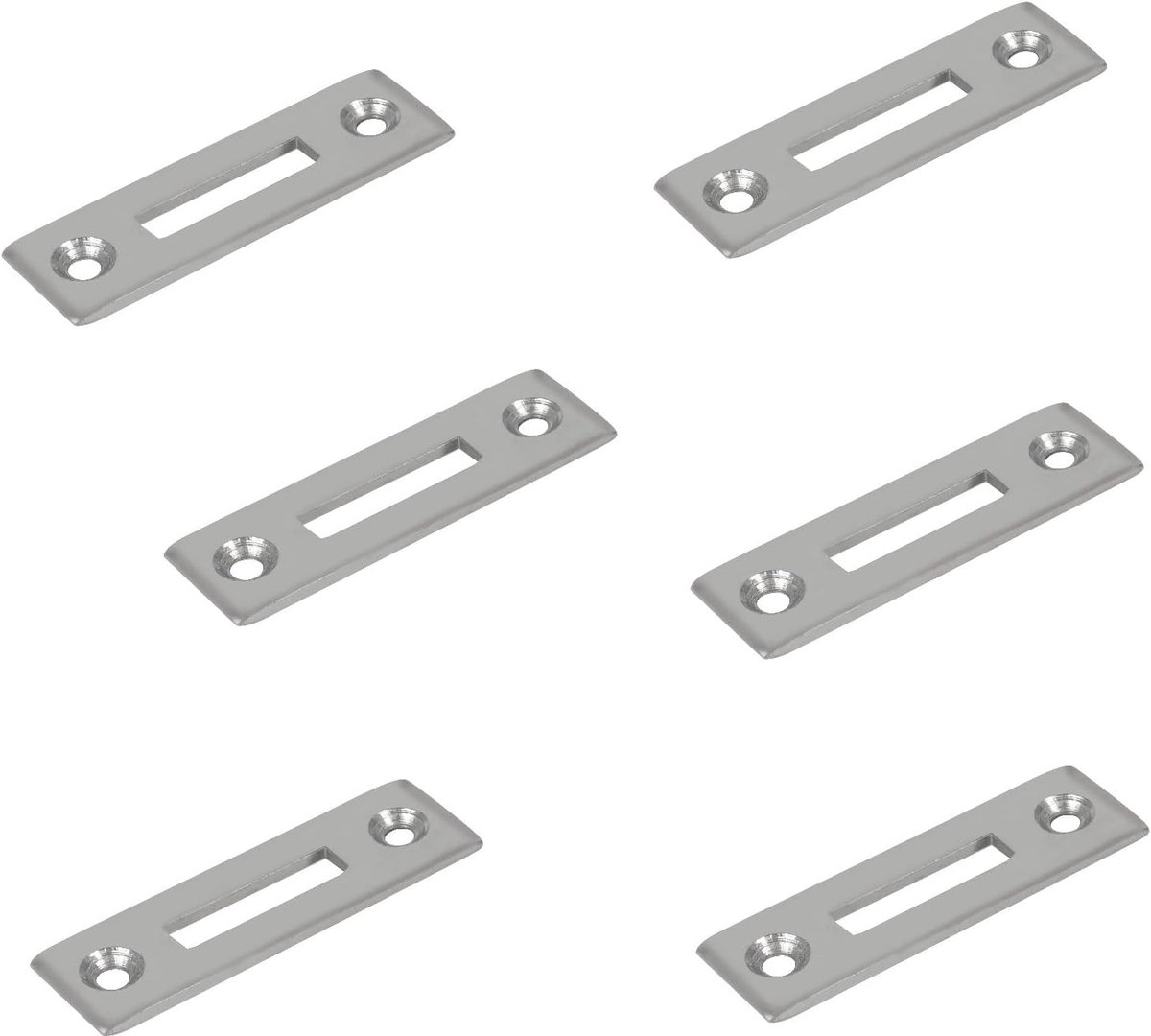 6 stuks robuuste schroefsluitplaten, van staal, oppervlak: vernikkeld, 50 mm (1-31/32″), 14.01.510-1 voor rolluikslot, schuifdeurslot, meubelslot