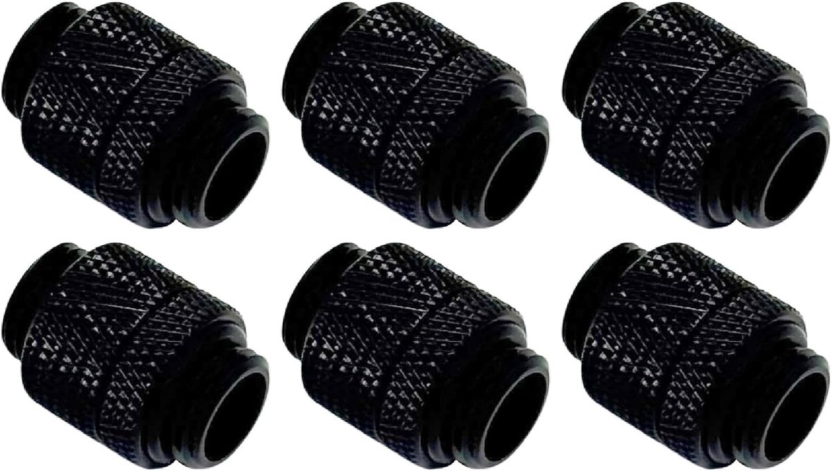Dracaena.io 6 stuks G1/4 inch roterende mannelijke naar mannelijke extenderfittingen, vernikkeld messing compressieconnectoren met O-ringen voor pc-waterkoelingslussen, vloeibare koelbuisfittingen