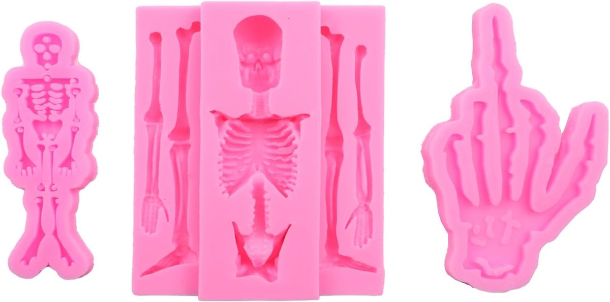 3 Stukken Schedel Taart Siliconen Fondant Schimmel, Bakvorm en Mallen DIY Schedel voor Taart Decoreren Cupcake Decor Sugarcraft