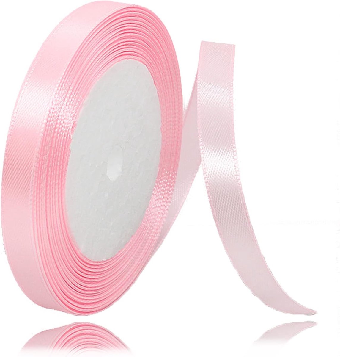 Lint 10 mm, 23 meter babyroze satijnen stof, aanwezig lint voor knutselen, geschenkverpakking, ballonnen, bloemenboeketten, taartdecoratie, haarlintjes, naaien, babyshower en bruiloftsfeest
