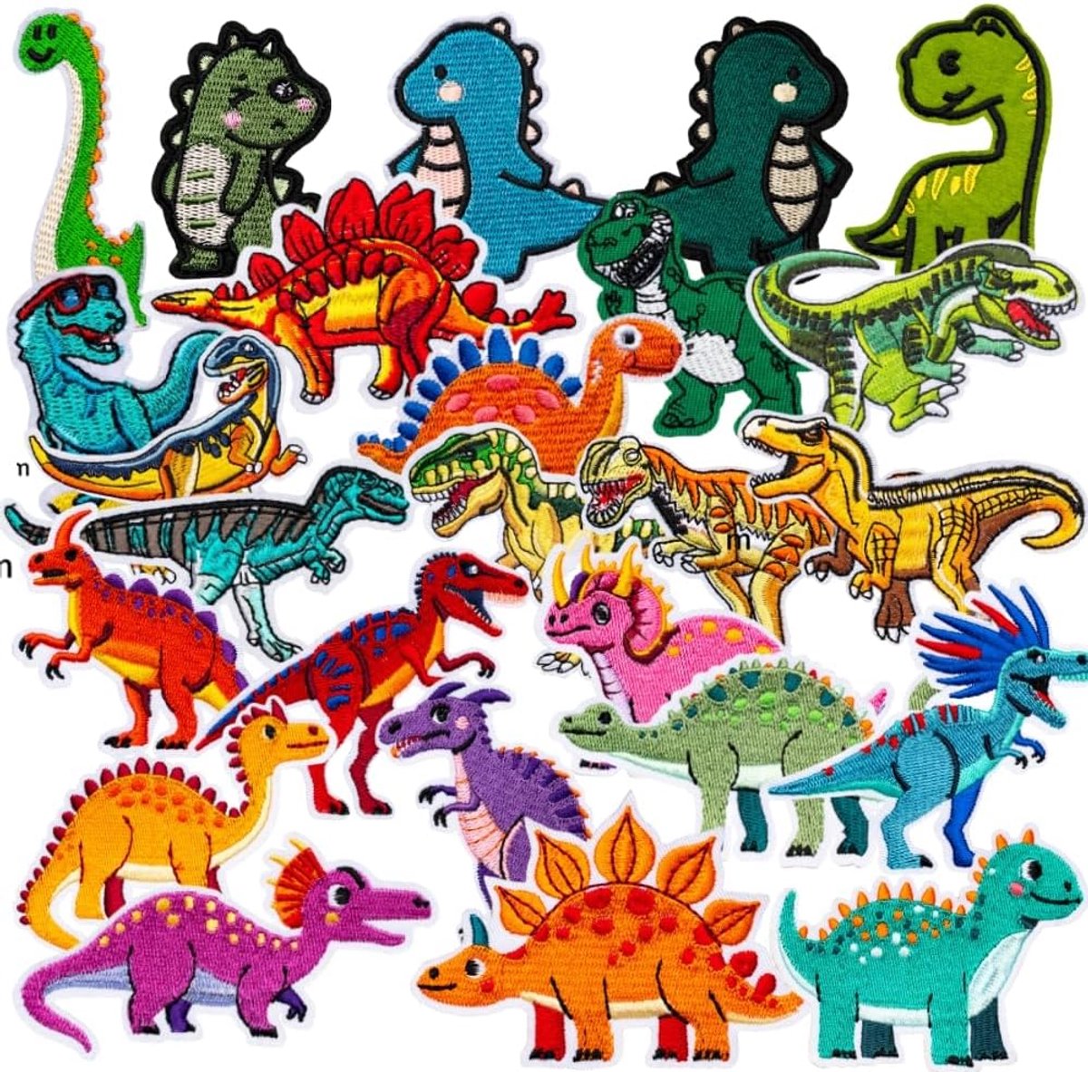 25 stuks cartoon dinosaurus borduurpatch kleur strijkplaatje opstrijkplaatje opstrijkplaatje opstrijkplaatjes opstrijkbaar DIY strijkplaatjes voor T-shirt vest rugzakken jas kleding tassen baseballpet