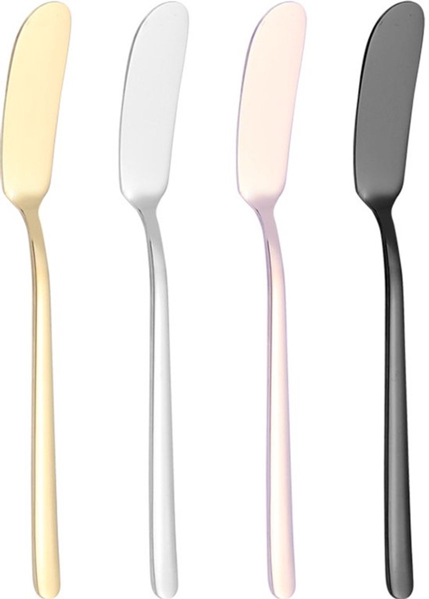 Roestvrijstalen Botermes - Set Van 4 - Ronde Punt Veilig - Voor Boter/Jam/Saladedressing - 169x19mm Per Mes - Gepolijst - Voor Thuis/Keuken/Feestjes - Zilver - 169x19mm (22g Per Mes) - 4 Stuks