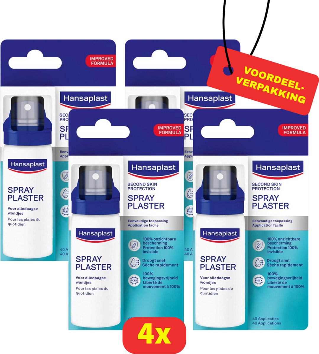 Hansaplast Second Skin Spray Plaster - Pleister Spray - Wondverzorging - 4x 40ml - Voordeelverpakking!