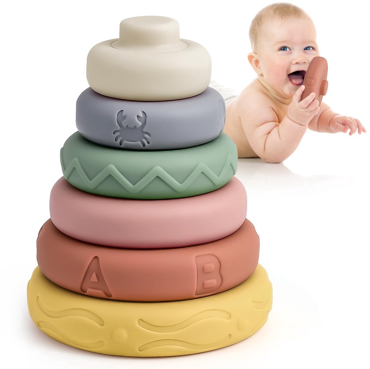 Casalora Stapel Speelgoed – 6-delige Mini Aardappeltoren – Jenga Speelgoed Baby – Bijtspeeltje – Educatief Baby Speelgoed 6-24 Maanden