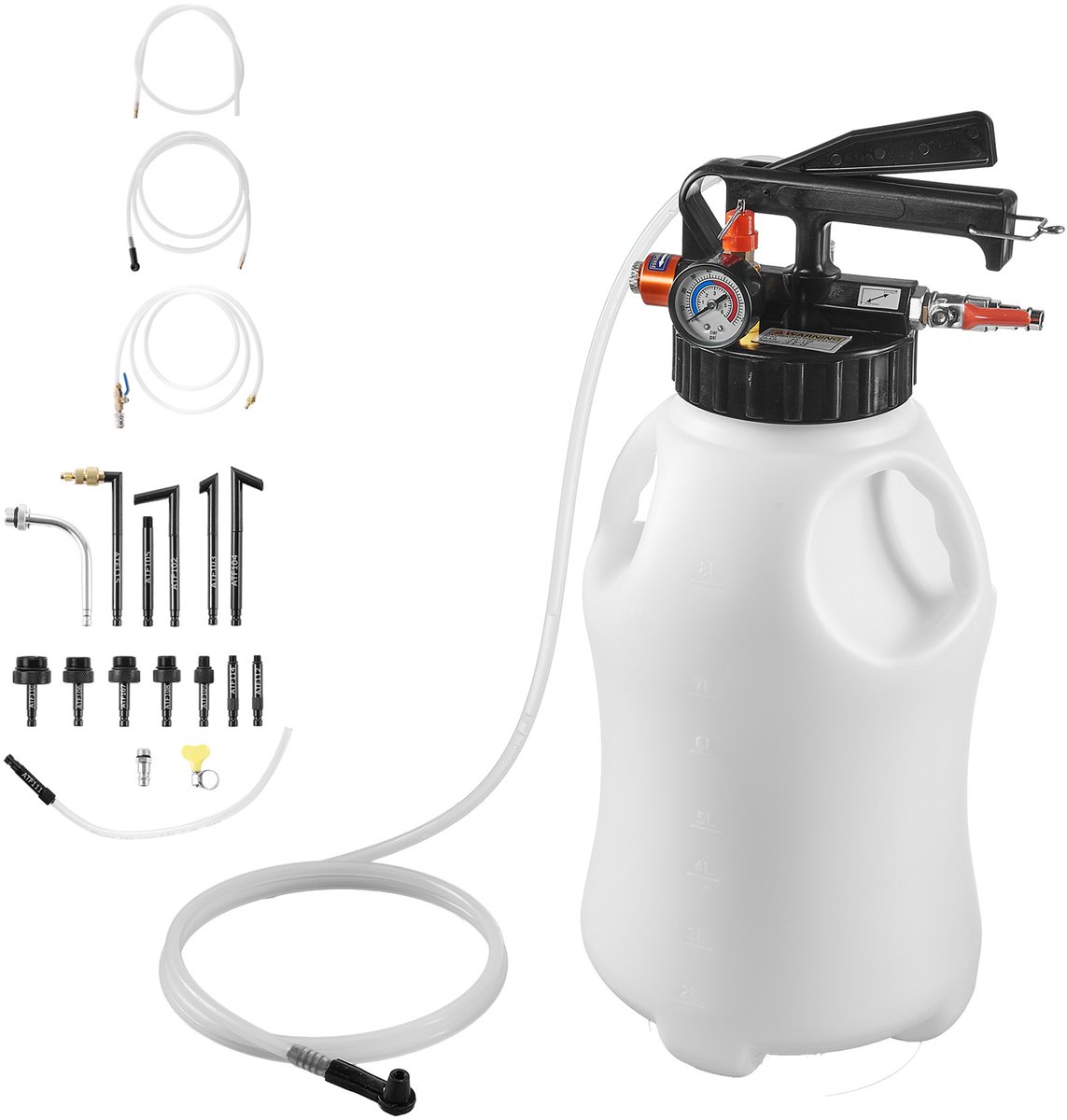 8L Tandwieloliepomp, Pneumatische Transferpomp met 15 ATF-Adapters, Vulapparaat met Hdpe-Tank, Olie-Afzuigpomp en Pompgereedschap voor Voertuigen en Boten