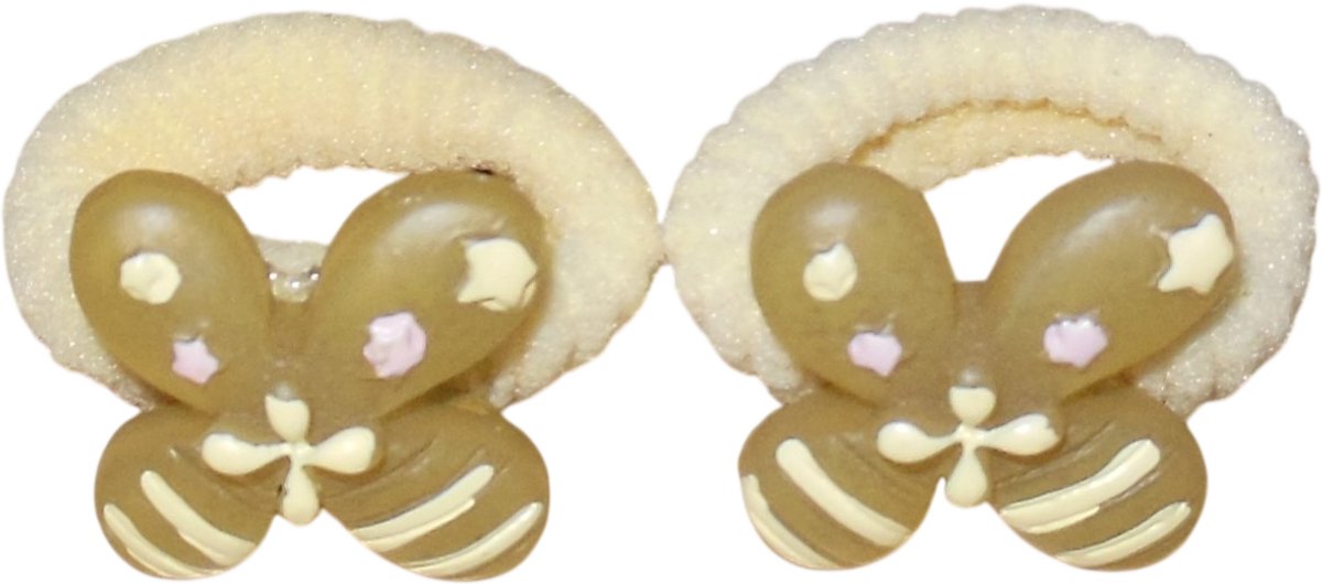 Kinder elastiek met figuurtje crèmekleur-groen