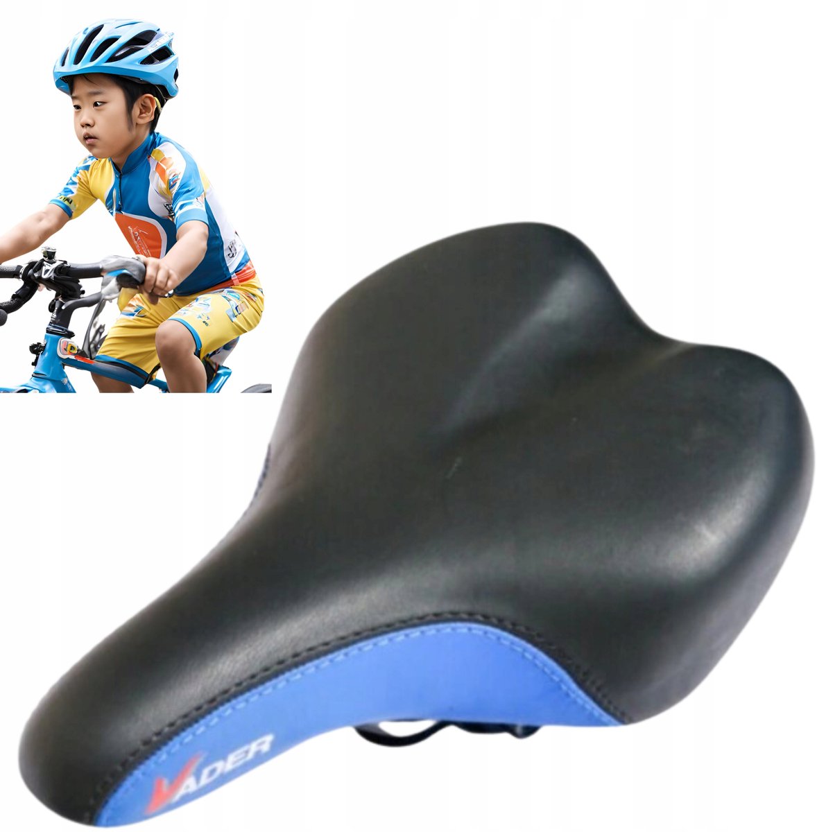Kinderfietszadel Zwart-Blauw voor 16" en 20" Fietsen