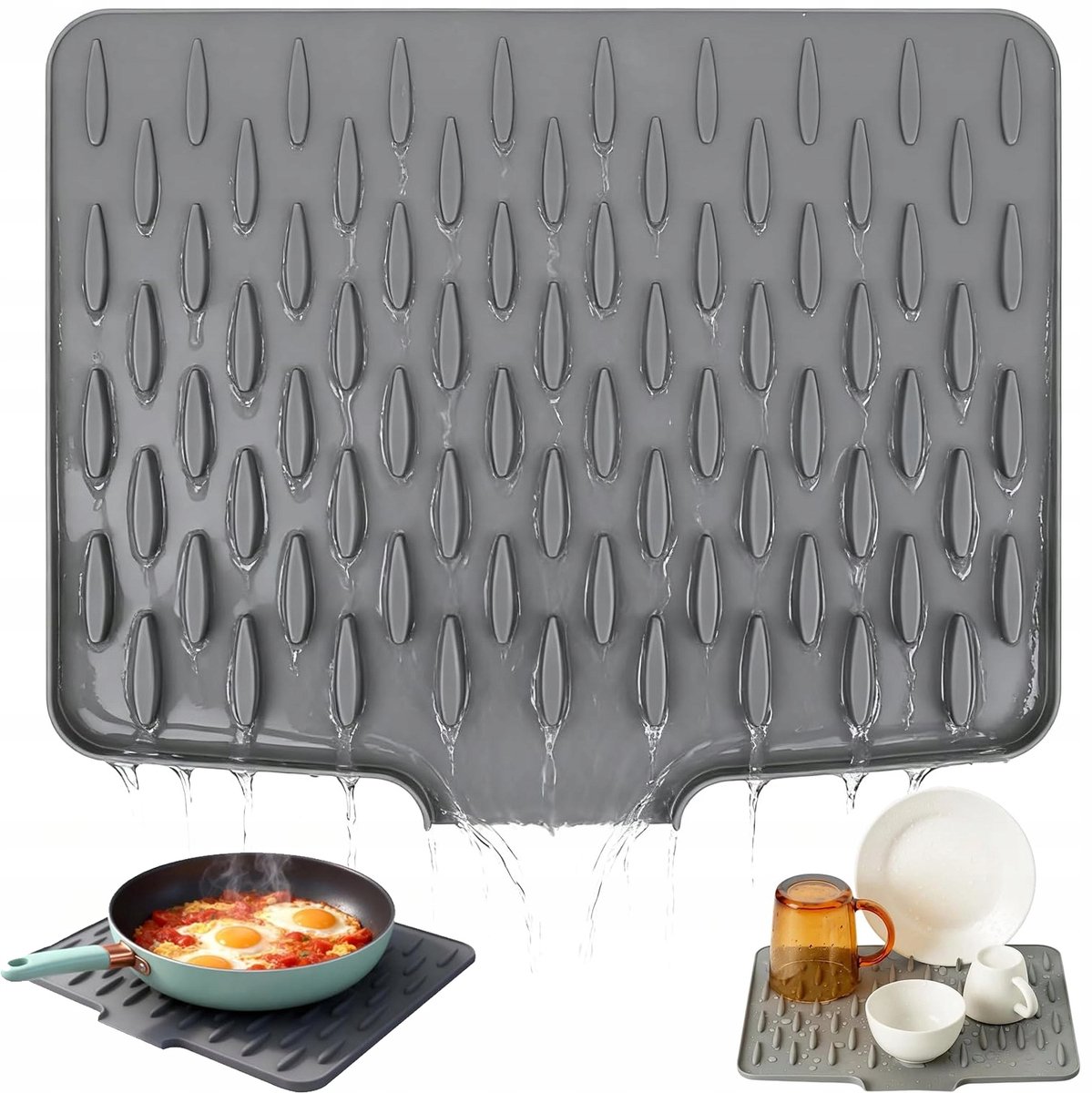 Siliconen Afdruipmat Keuken - 40x32.5cm - Grijs