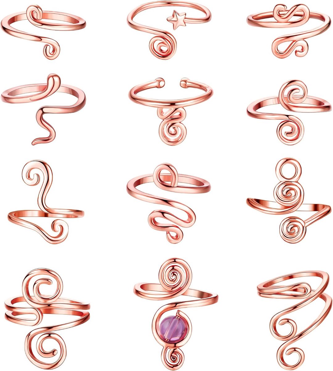Teenringen voor dames, hypoallergeen, 14K verguld, open, stapelbaar, open teenring, zomerstrandsieraden, set voor feestjes en reizen