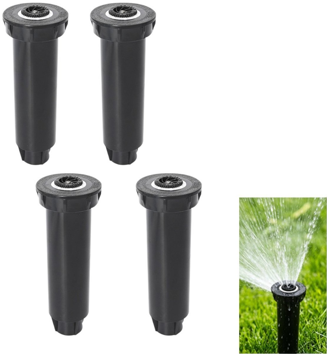4 stuks - Zwarte telescopische sproeikop - Inbouwsproeikop - Irrigatiesproeier - Geschikt voor tuinen, gazons en bloemperken - 5,7*15,2 cm