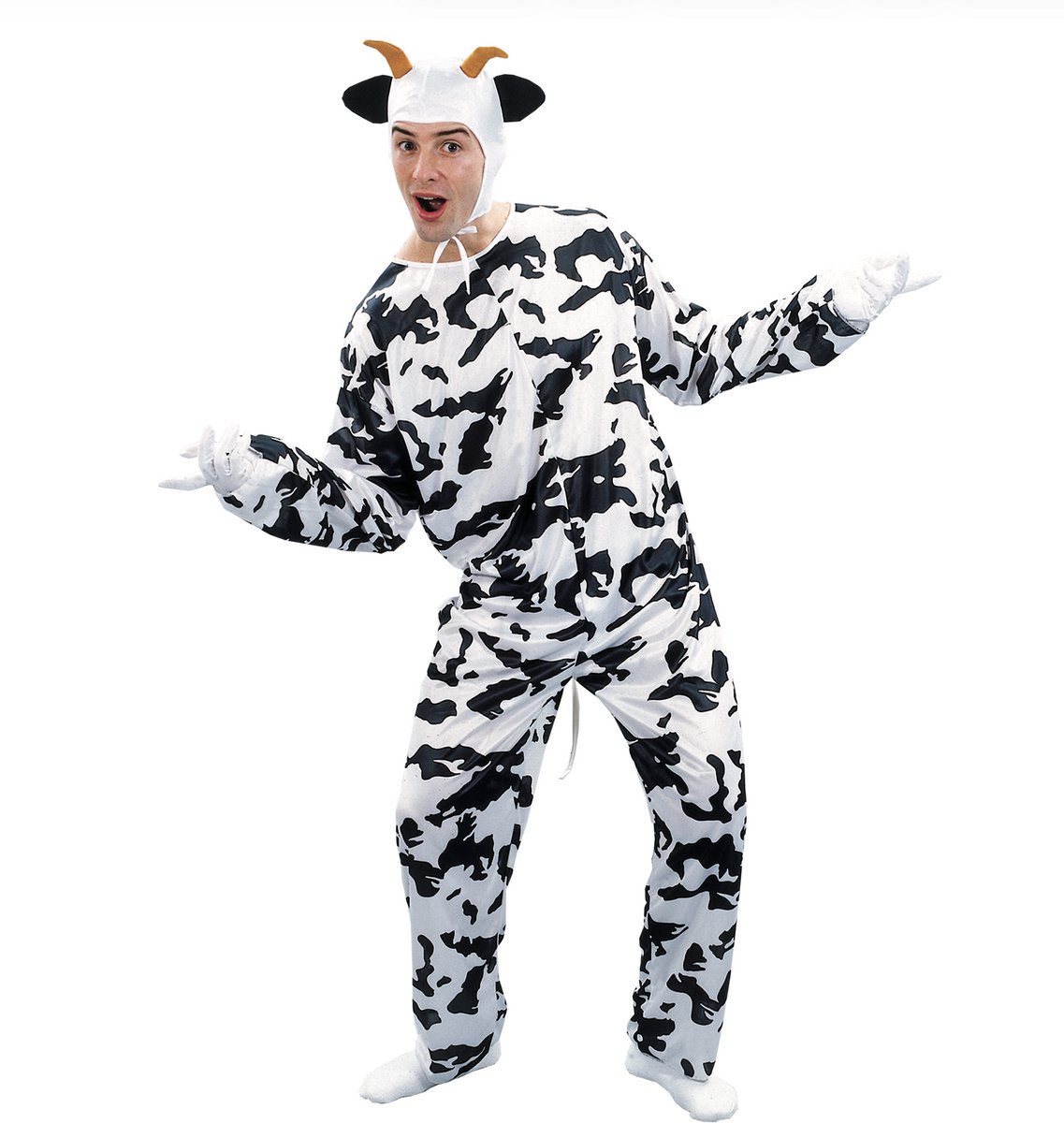 Joya Party® Koe Kostuum Volwassenen Man | Koe Verkleedpak Heren & Dames | Unisex Carnaval Jumpsuit | Inclusief Koeienmuts met Hoorns | Carnaval & Themafeest Mannen | Maat L/XL