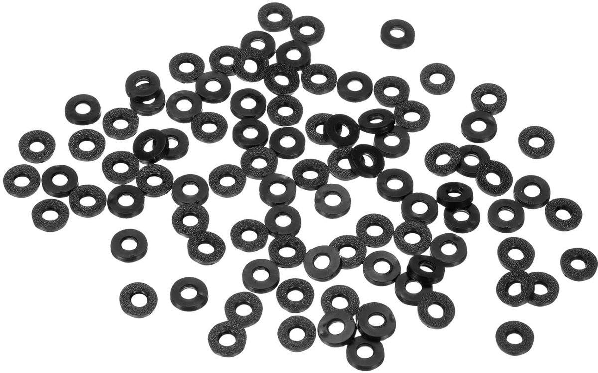 Set van 120 zwarte rubberen ringen, diverse set, 3 mm ID 7 mm OD, rubberen doucheslangringen voor schroeven/huishoudelijke kranen/tuinslangen