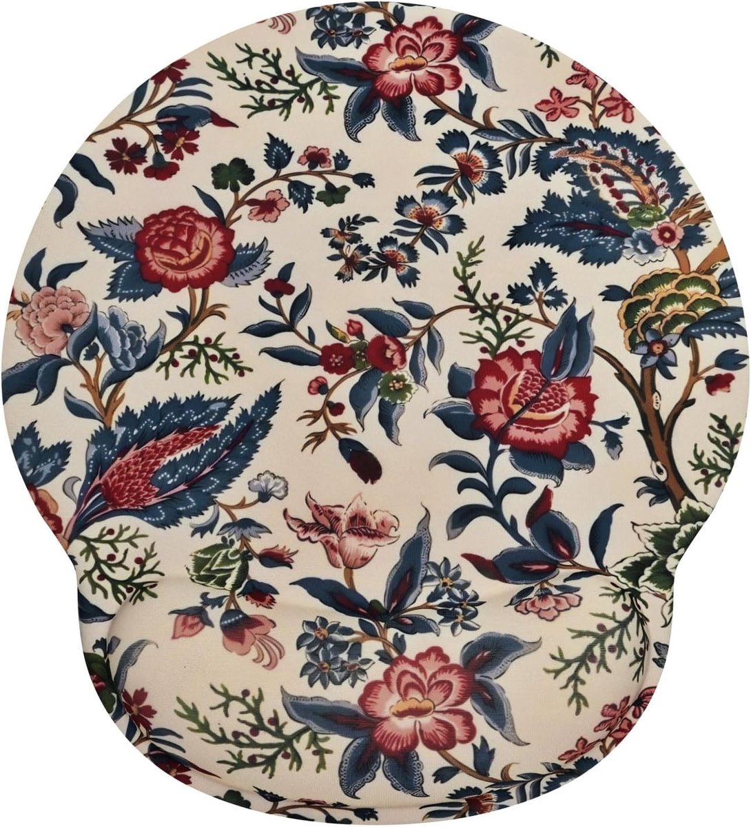 Ergonomische muismat met bloemenprint - polssteun - comfortabele pijnverlichting - polssteun - kleine antislip muismat met waterdicht oppervlak - bureauaccessoires voor thuiskantoor - retro bloemen