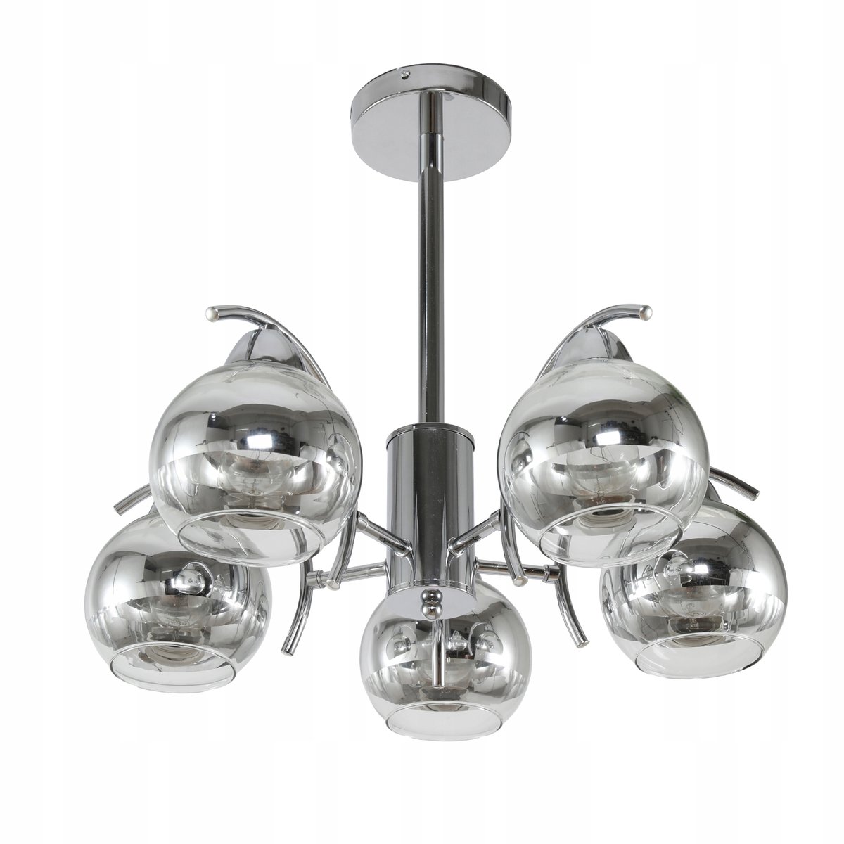 Merkloos Zilverkleurige Kroonluchter, 5xE27, Ø 51cm, Modern Klassiek