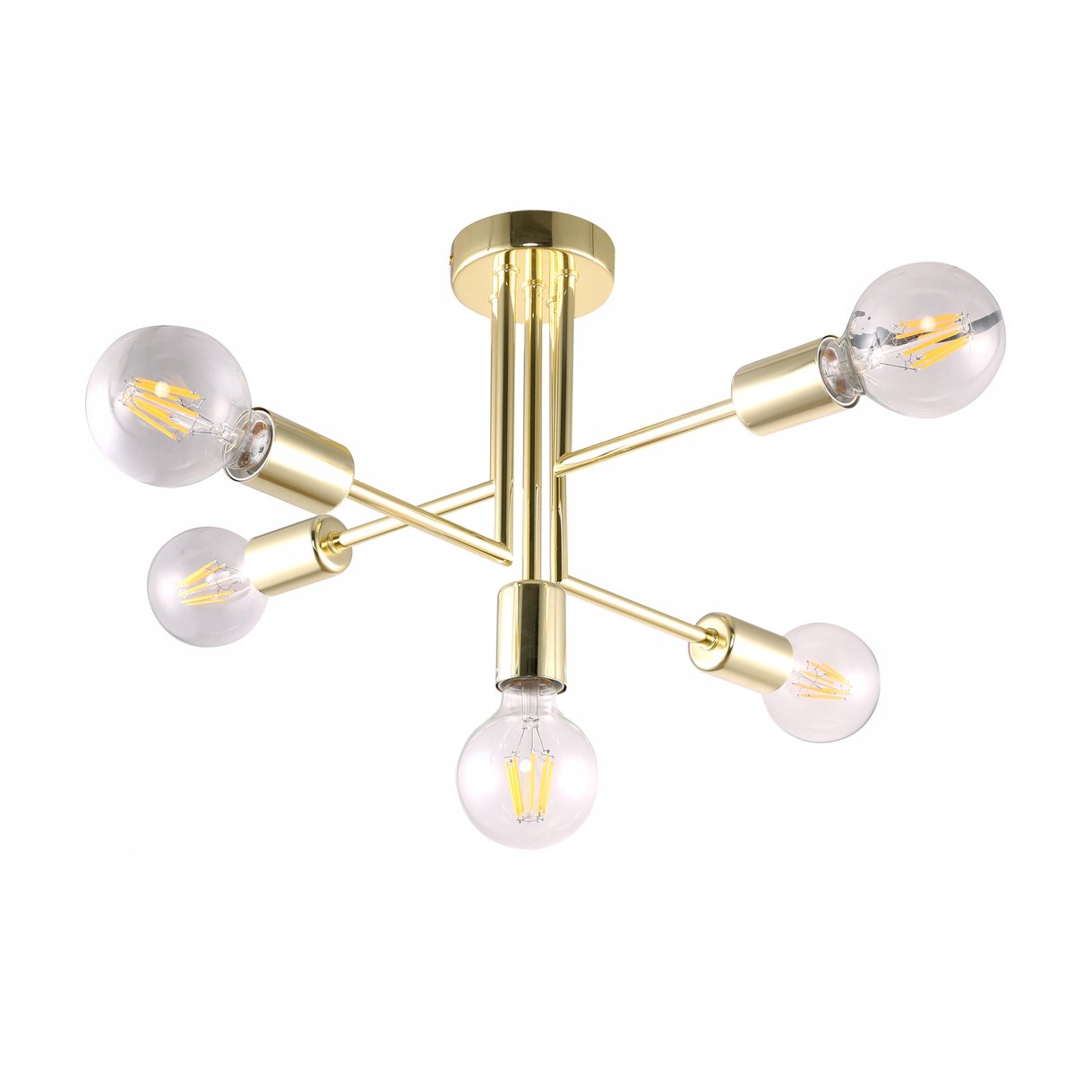Pipes Plafondlamp Goud Industrieel 5 lichtpunten Ø55cm