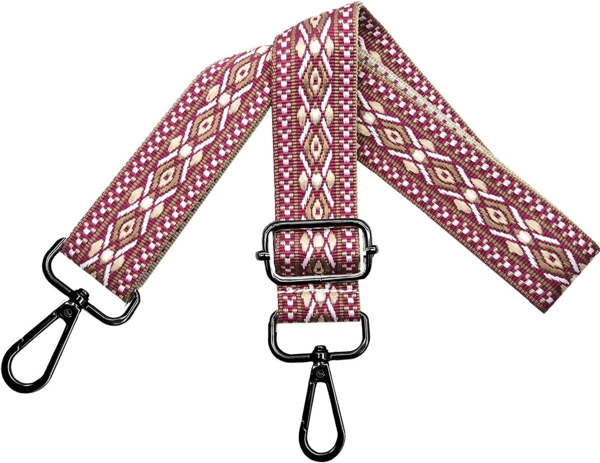Schouderriem voor tassen, draagriem voor dames, tasriem om te wisselen, tasriem breed 3,8 cm met zilveren karabijnhaak, schouderriem voor schoudertas, handtassen, kleurrijk, N