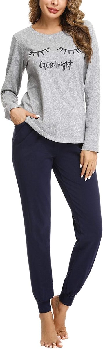 Pyjama Dames Set Met Lange Mouwen Katoenen Tweedelige Pyjama'S Vrouwen Thuis Kleding Lange Mouw Top Nachtkleding Loungewear
