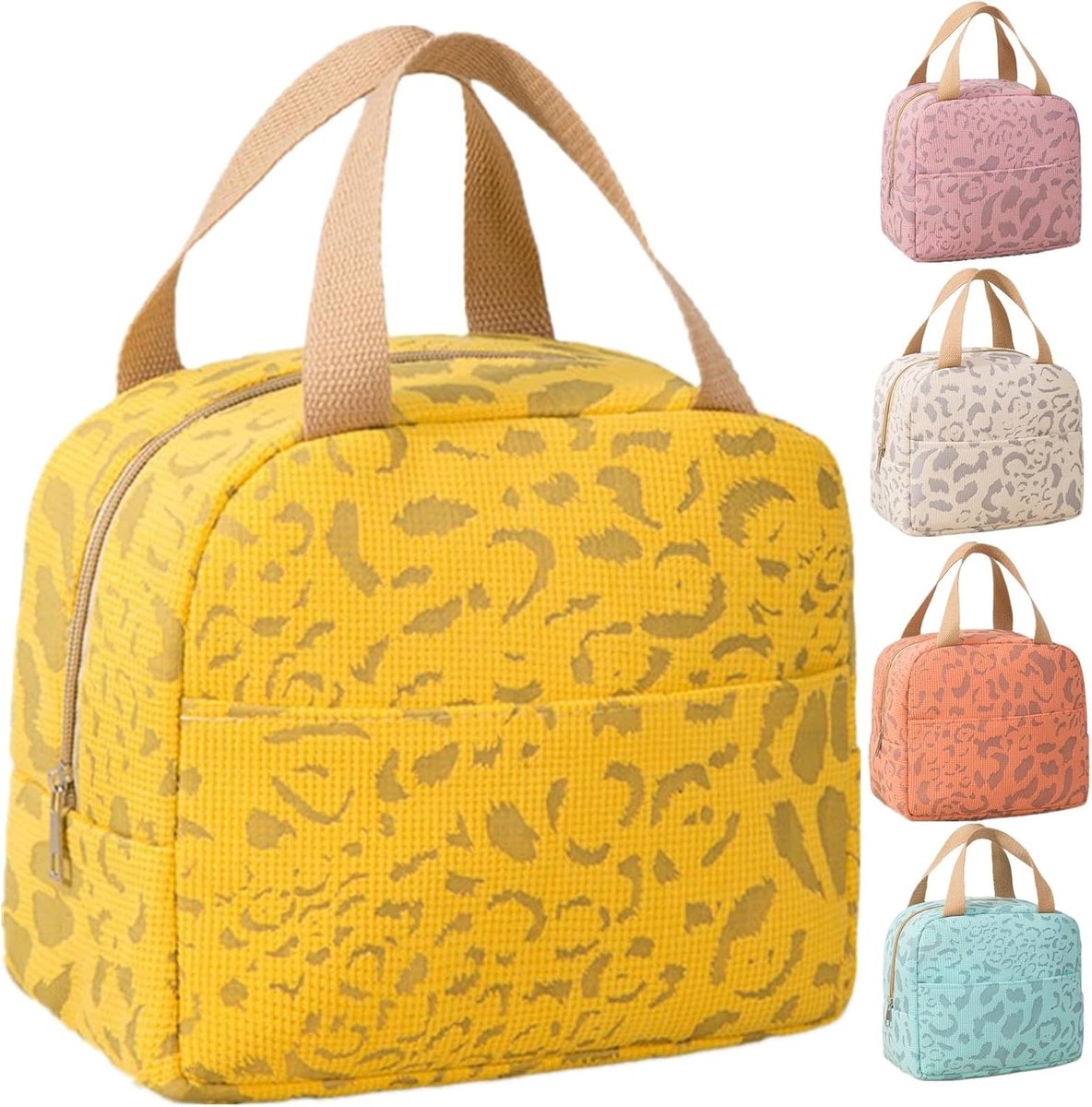 Lunchtas, schattige kartonnen geïsoleerde lunchbox, herbruikbare lunchtassen waterdichte lunchtas, opvouwbare lunchtas voor vrouwen, mannen, kinderen en studenten, reizen, picknick, school