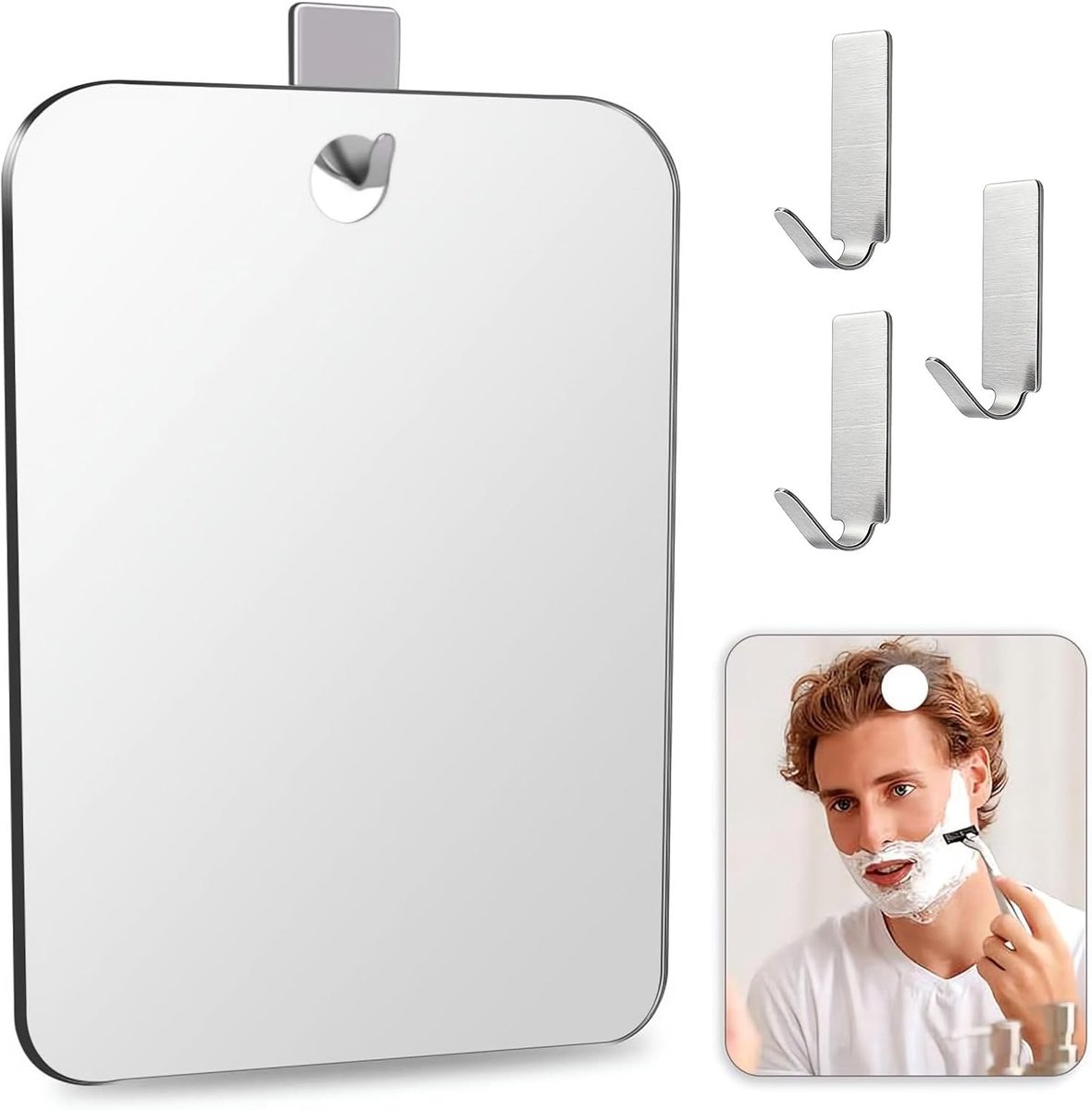 30 x 20 cm spiegel douche douche spiegel douchespiegel voor scheren met 3 haken douchespiegel kan worden gebruikt voor het scheren van wenkbrauwvormen, make-up en lichaamsverzorging, reizen