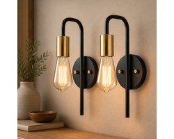 Top 10 Wandlampen 2026: Clarvel Novaro wandlamp zwart en goud, set van 2