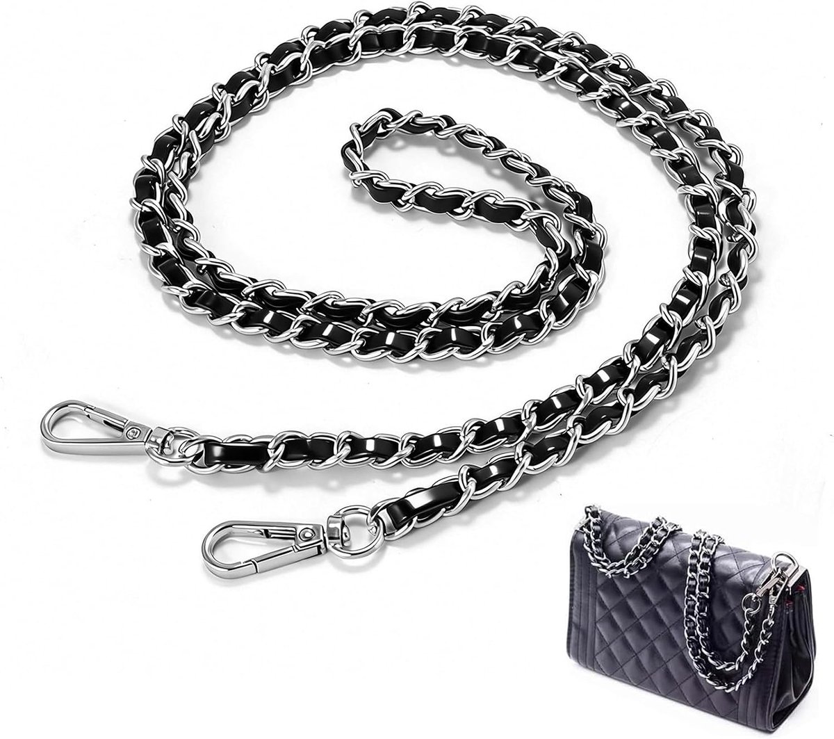 Zilver 120 cm – robuuste ketting voor tas en reserveschouderriem, ideaal voor mode-upgrades en dagelijks gebruik