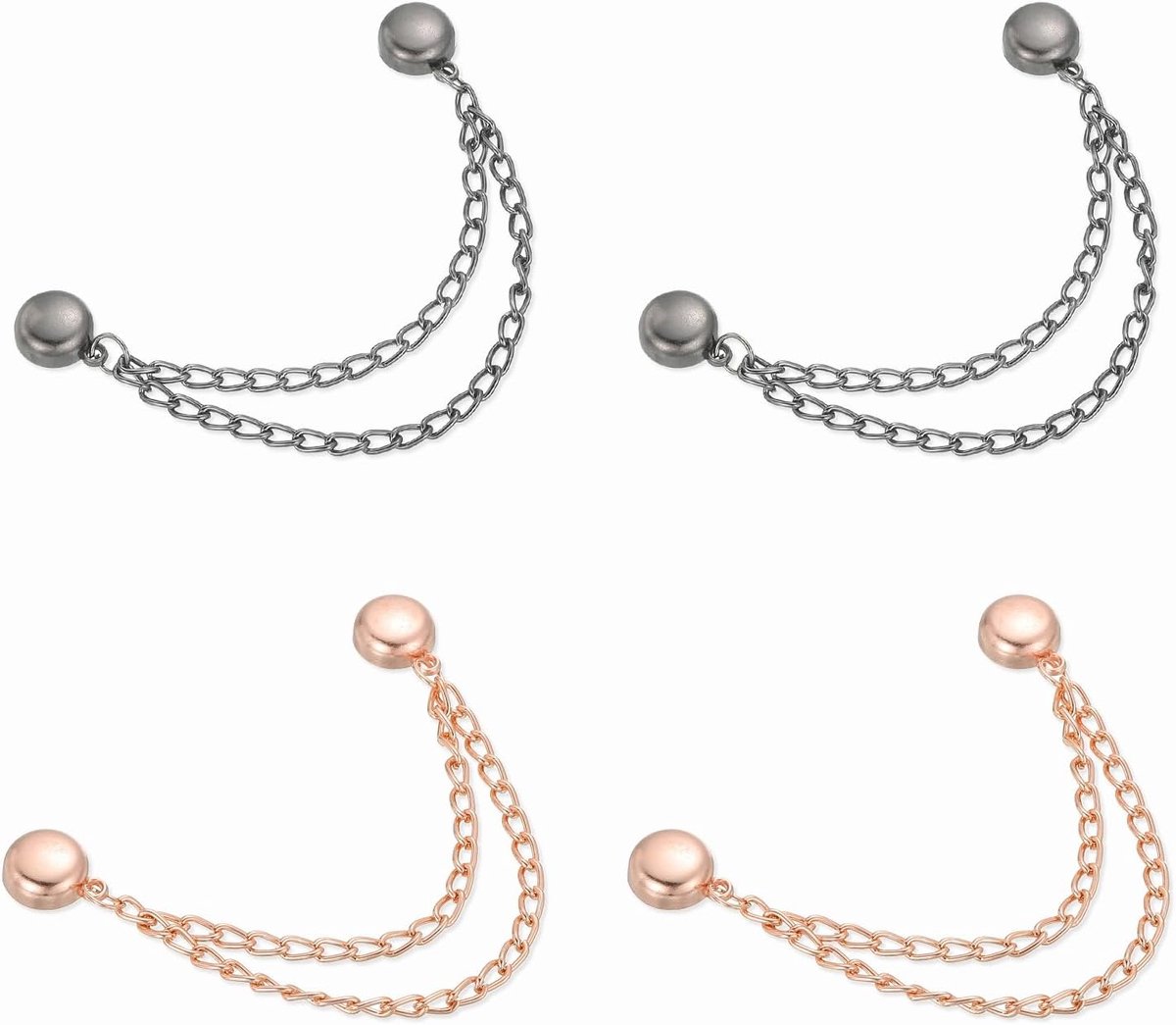Wasknijpers, ronde clips met ketting, kledingklemmen, hijab-magneten, kleding, sjaals, benen, broeken, broches, zwart/roségoud