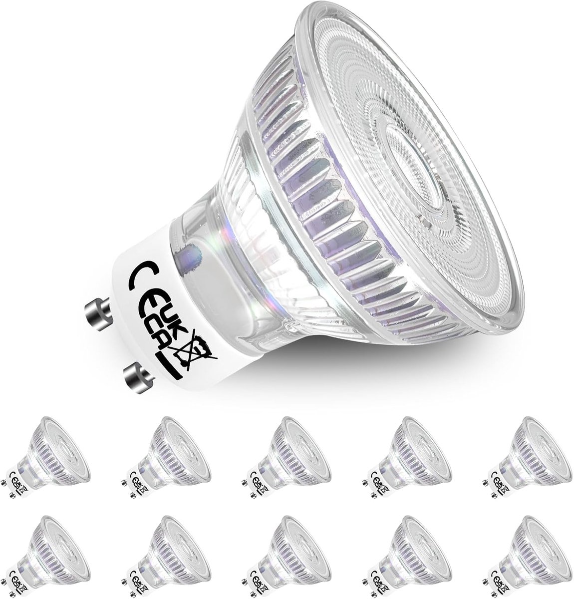 Ledlampen, 230 V, 5 W, 550 lm, 4500 K, neutraal wit, vervangt 50 W halogeenlamp, energiebesparende GU10 ledlampen, stralingshoek 38 graden, spot, niet dimbaar