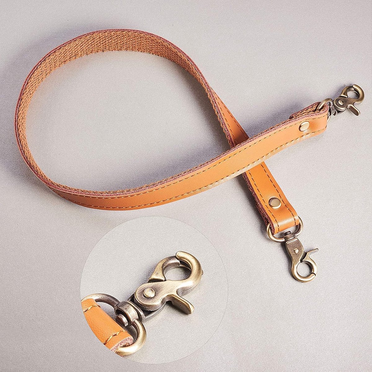 2 stuks 58 cm zwart leer reserve handgrepen portemonnee riem handtas schoudertas riem met Peru Swivel Hummergespen (lichtbruin)