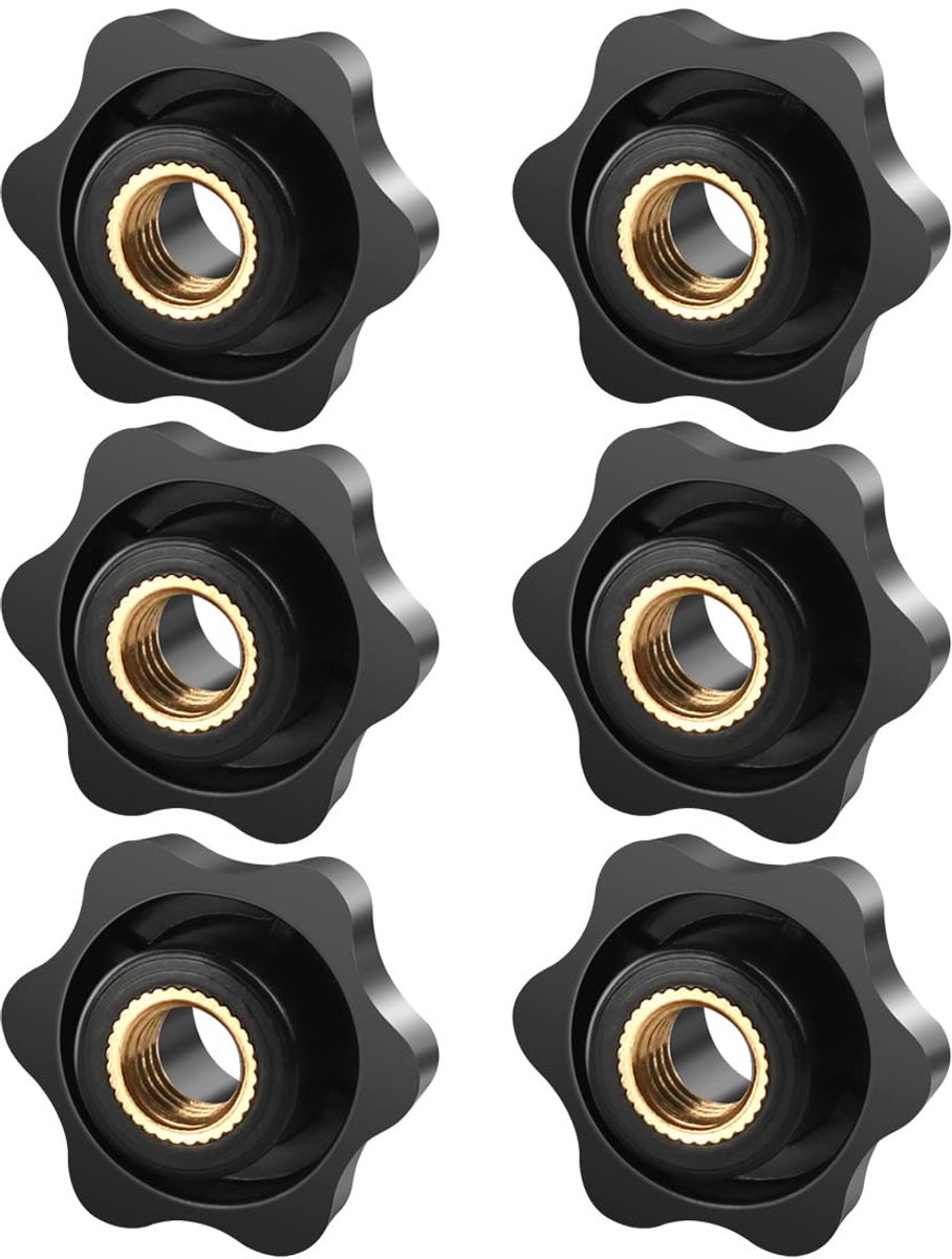 M8 6 stuks, vleugelmoer buitendiameter 32 mm, kartelschroef binnendraad messing, stergreep voor machines en installaties, gereedschapsmachines, fitnessapparatuur, meubels