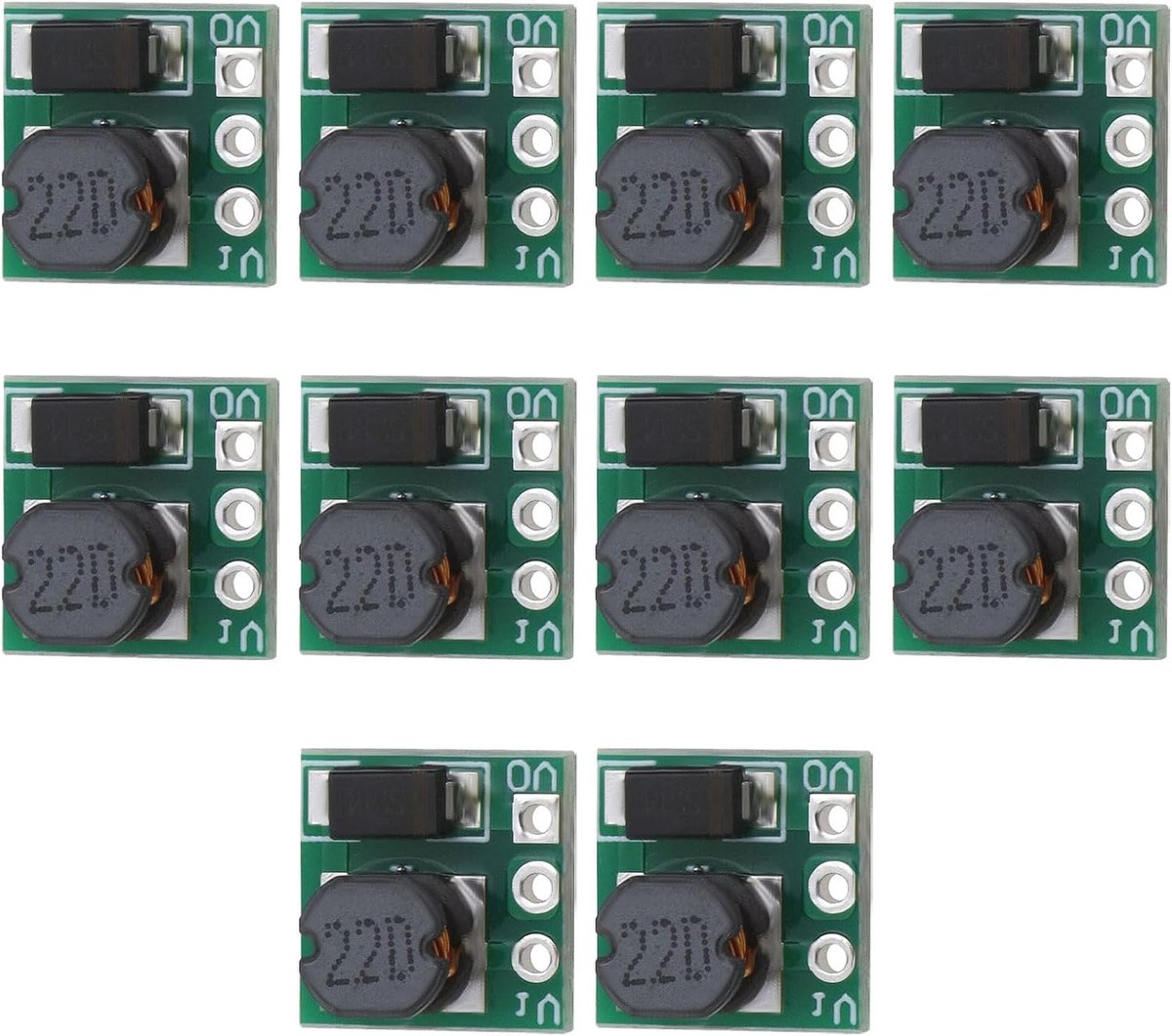 10 STKS 0.9-5V naar 5V DC-DC Step-Up Power Module 1.5V 1.8V 2.5V 3V 3.3V 3.7V 4.2V naar 5V Spanning Boost Converter Board 10.6x10.6x7.6mm Module Groen