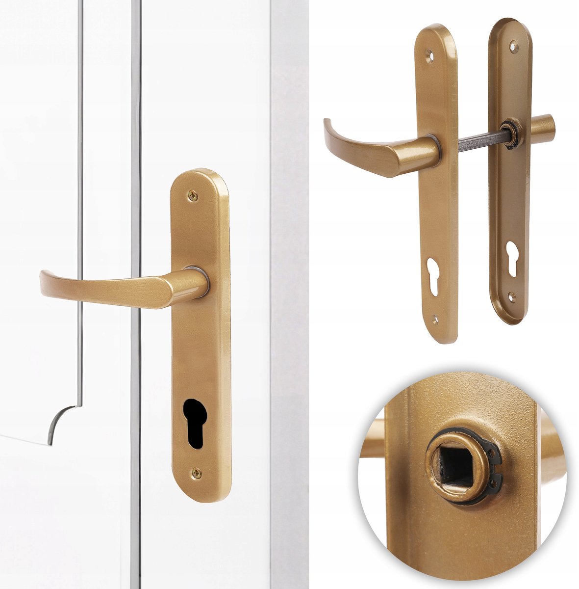 Deurklink Seger met Lang Schild 72 Cilindertoebehoren Goud