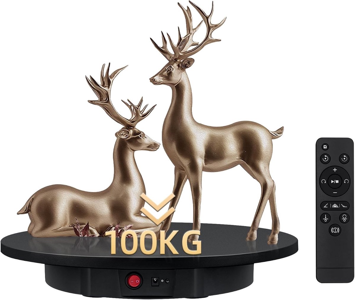 360° Elektrische Draaischijf, 42 cm, Professionele Fotografie, 100 kg Capaciteit, Automatische Motor, Perfect voor Video's, Sieraden en Horloges - Zwart