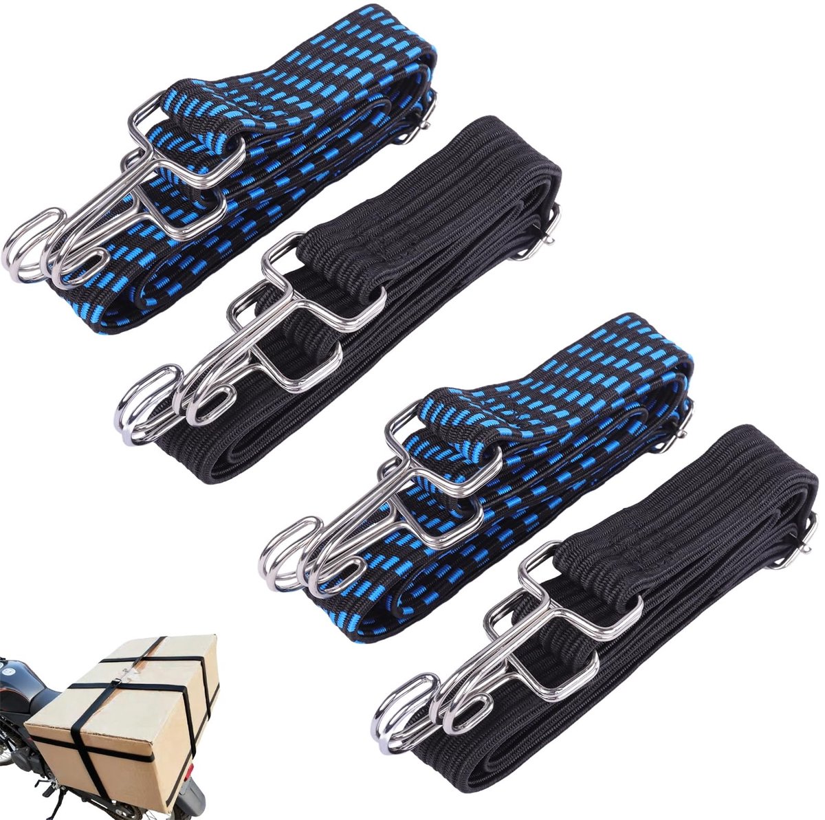 SolidKeus - Set van 4 Elastische Spanners met Haken voor Transport